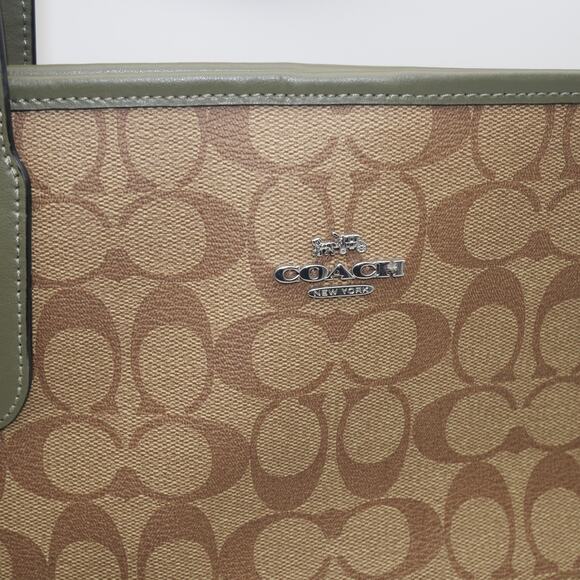 NEW Coach 5696 City Tote In Signature Canvas Leather Khaki/Surplus Bag Purse - Picture 4 of 13